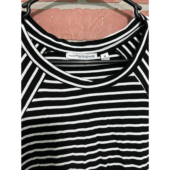 Notations Black and White Striped Top - M - Picture 3 of 6